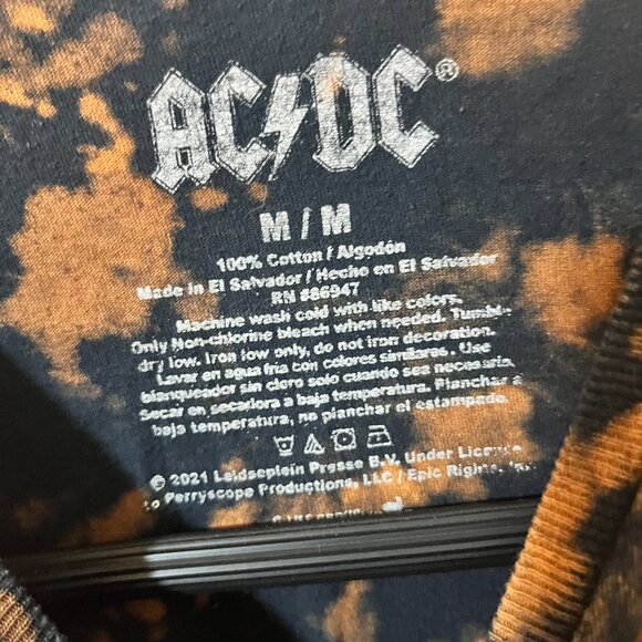 AC / DC POWER UP Tour Men's Black and Orange Tie Dyed Concert Band Grunge Tee - Picture 2 of 3